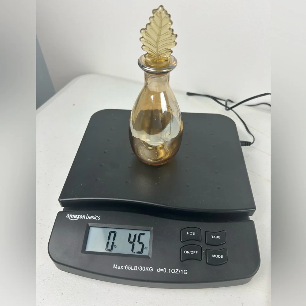 Amber Glass Decorative Bottle with Plastic Leaf Stopper - Home Accents
